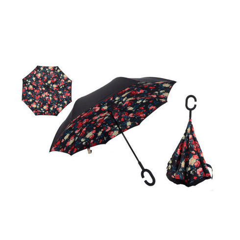 AussieSuperStore Homeware Supplies Windproof Double-Layered Hands Free Inverted Reverse Folding Upside-Down Umbrella Windproof Double-Layered Inverted Reverse Folding Upside-Down Umbrella CB201TUMBRELLA1